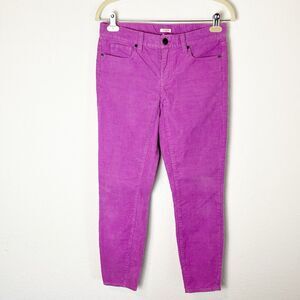 J. Crew Purple Corduroy Toothpick Ankle Skinny Mid Rise Pants Women's Size 26